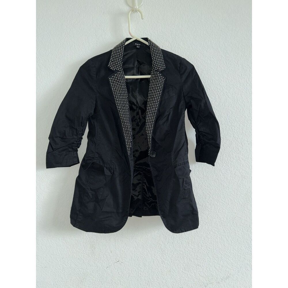 Express Studded Collar Black Career  Women’s Blazer Size 0 (7)